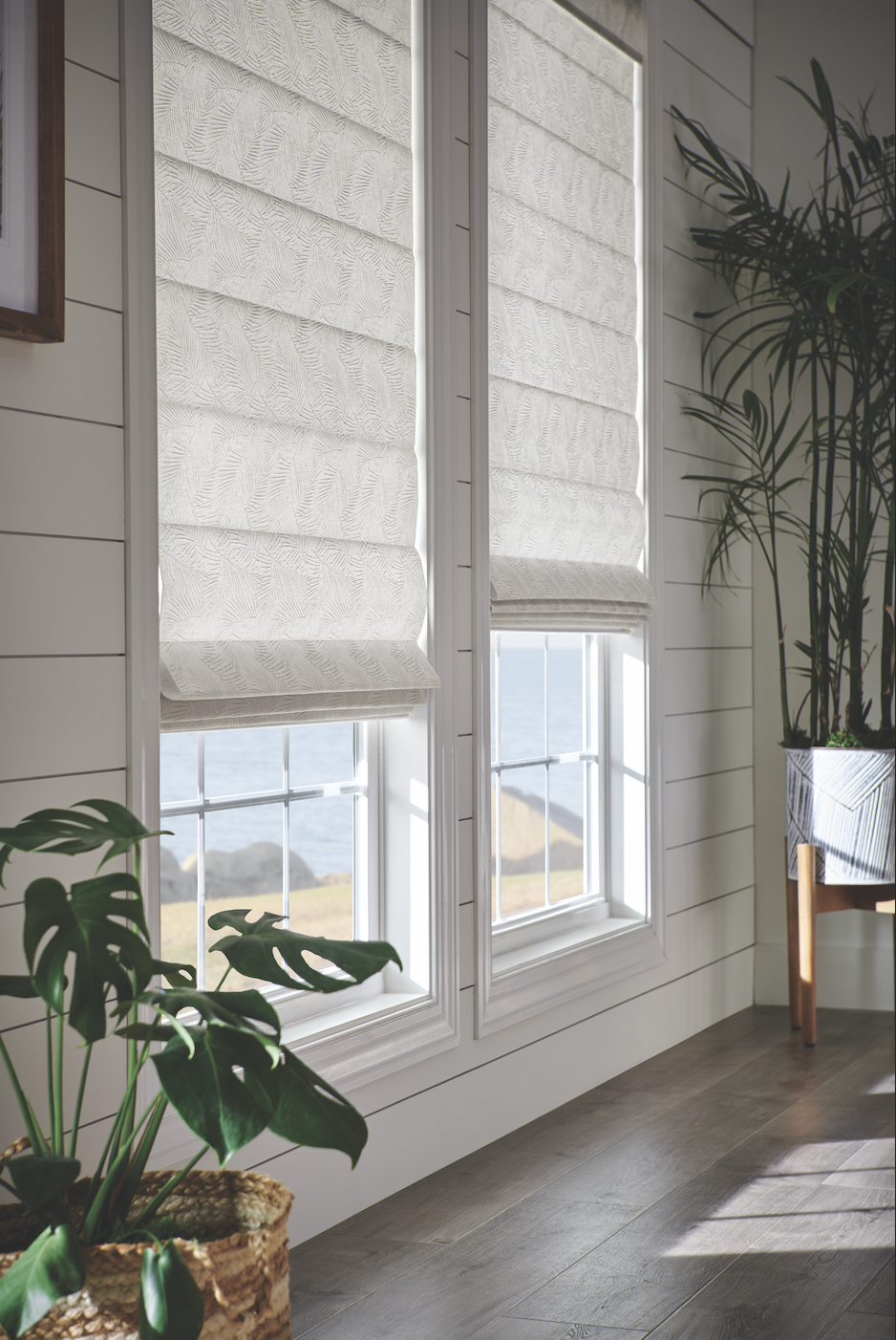Roman shades, soft folds